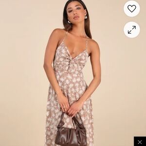 Lulu's Floral Tan Maxi Dress